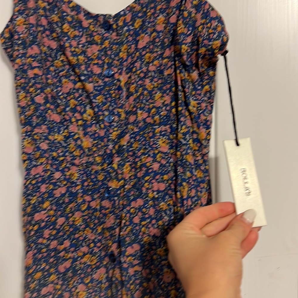 Rollas Midsummer Coast Blue Floral Print Button-Up Midi Dress - Picture 8 of 10